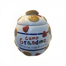 VTG Camp Grandma Cookies Hearts All Over Vintage Y2K 2000s Ceramic Cookie Jar picture