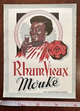 Rhum Vieux Mouke Rum Liquor NOS Label Black Americana picture