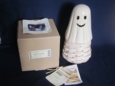 Rare Longaberger 2013 BOO Ghost Basket + Pottery Ceramic Topper ~ Halloween picture