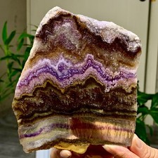 437G Natural purple fluorite quartz crystal slab spiritual energy repair picture