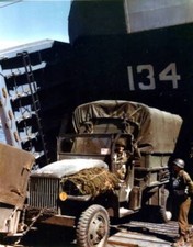 American truck it is loaded onto USS LST-134  Weymouth England ear- Old Photo picture