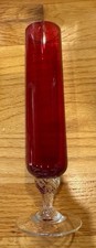 Tall Ruby Red Hand blown Twisted 8” Vase picture