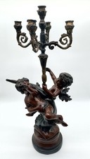 Marvelous Vintage Baroque Raccoco Style  Cast Iron Cherub Candelabras picture