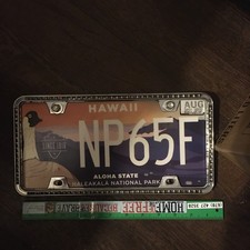 HAWAII HALEAKALA NATL. PARK LICENSE PLATE IN CHROME FRAMW W/ Rhinestones picture