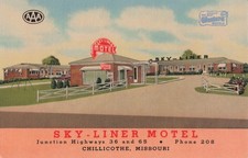 Vintage Roadside America Sky-Liner Motel Postcard Chillicothe Missouri 1950s picture