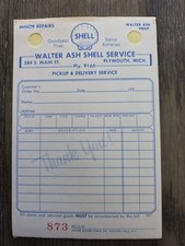 VTG Rare 1940's Bill Receipts Lot Walter Ash Shell Service Plymouth MI Michigan  picture