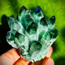 300-400G Raw Green Ghost Quartz Cluster Healing Rare Crystal Specimen Tower Gift picture