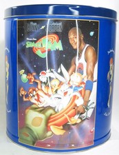 Vintage Warner Bros Space Jam Large Popcorn Tin Michael Jordan Lola Bunny picture