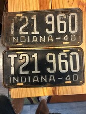 RARE 1940 INDIANA LICENSE PLATE PLATES PAIR SET ORIGINAL CHEVY FORD DODGE ETC  picture