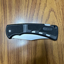 Buck 1995 446 Lang Lockback Pocketknife Drop Point Plain Edge Black w/ Sheath picture