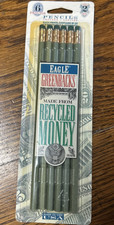 Six Eagle Greenbacks No 2 HB Pencils Made Of Recycled Money Vtg School Supplies picture