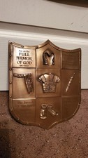 Dicksons Full Armor of God Shield 12 inch Bronze Color Resin Stone Wall Plaque picture