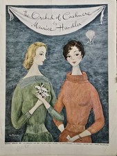 1955 Women's Maurice Handler Cashmere Sweaters Carol Blanchard Art AS IS Ad  picture