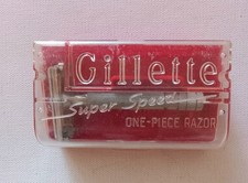 Vintage 1940s (Pre Dates Code) Gillette Super Speed 1-Piece Razor With Case USA picture