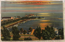 Post Card FL St Petersburg Sunrise over Tampa Bay & Pier Posted 1956, picture