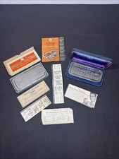 Group Lot Of Two Antique “Rolls Razors” In The Boxes & Sharpening Stone & Papers picture