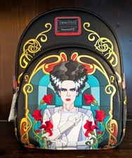 LOUNGEFLY Universal Monsters Bride Frankenstein Stained Glass Mini Backpack NWT  picture