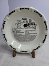Watkins Italian Cream Pie Recipe 11in Round Ceramic Pie Dish 1983 USA picture