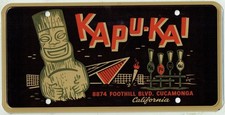 RARE Kapu-Kai Rancho Cucamonga California Vintage Hawaii Tiki Maui License Plate picture