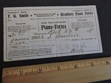 Rare 1905-10 Piano Receipt Bradbury Brooklyn NYC New York City picture
