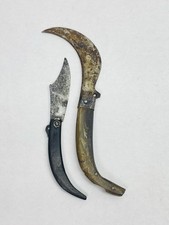 Early VTG Mexican Saca Tripas Tranchete Folding Knife Handmade Horn Primitive picture