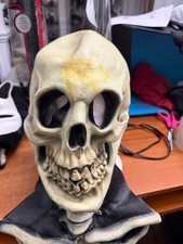 1997 Vtg Skull Skeleton Neck Latex Rubber Halloween Mask -The Paper Magic Group picture