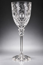 Rogaska Gallia 26% Lead Crystal Wine Goblet Etched Floral Goblets 9.5” picture