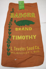 1959 Badger Brand Timothy Seed Sack Orange L Teweles Vintage Milwaukee Wisconsin picture