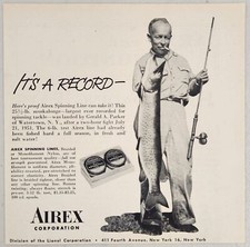 1952 Print Ad Airex Spinning Fishing Lines 25-LB Muskie Lionel New York,NY picture