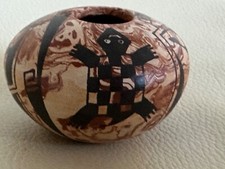 LOURDES LOPEZ VINTAGE Handmade Mata Ortiz Mexican Pottery TURTLE 2.5