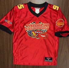 Disney Pixar Cars Lightning McQueen Park Exclusive Stitched Jersey Youth M Rare picture
