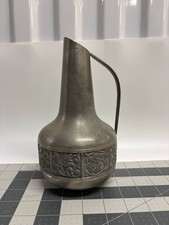 Vintage Savo Pewter Water Pitcher Made in Norway Ornate Scrollwork Design #497 picture