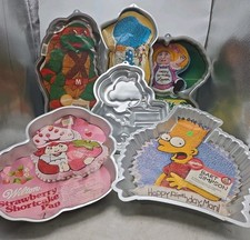 Vtg Lot Of 6 Wilton Iconic 70s & 80s Character Aluminum Cake Pans  picture