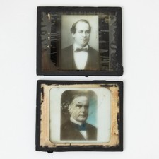 Antique Boswell Kansas City Glass Magic Lantern Stereopticon Slides 2pc picture
