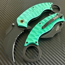 8.5” Green CSGO Tactical EDC Karambit Spring Assisted Open Blade Pocket Knife picture