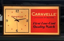 Vtg MCM Caravelle (Div. of Bulova) Watches Light-Up Advertising Sign/Clock 19