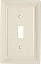 (As-Is) Brainerd - Wood Architectural Single Switch Wall Plate - Light Almond picture