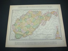 1914 Rand McNally Atlas Map Page West Virginia North Carolina Suitable To Frame picture