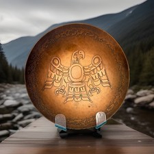 Vintage Harold Alfred Signed Engraved copper plate. Kwakiutl eagle, Collectible picture