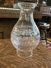 Home Sweet Home Oil Lamp Chimney Beaded Top Glass Replacement Made In USA picture