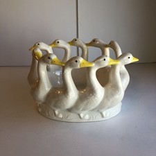 Holland Mold Ceramic Ducks in Circle - Gaggle of Geese Bowl, Candy Dish Planter  picture