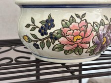 VINTAGE DECOWARE CERAMIC POTTERY PLANTER FLORAL Flower Design Bowl Handpainted picture