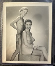 Vintage 1950's Girlie PIN UP Photo Risque B&W Original Nude  2 Women picture