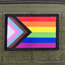 Pride Flag Patch Progress Moral Tactical Military Army USA Flag Hook & Loop 3x2 picture