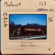 Vintage 1986 Midwest Railway 123 Diesel Locomotive Train Slide Akron OH picture