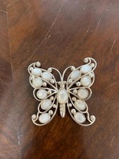 Ilaria Silver Shell Butterfly Brooch 6cm Vintage Peru Gift picture