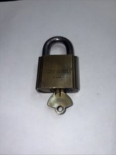 Vintage Crown Top Logo Craftsman Brass Padlock w/ Key Hardened Works Great picture