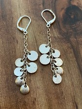 Vintage Pierced Dangle Silver tone Earrings 5/8