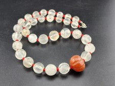 Vintage Old Himalayan Tibeten Pumkin Crystal Beads Necklace  head of carnelian picture