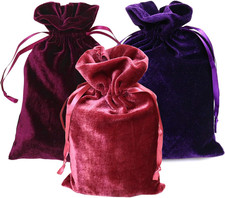 Pack of 3 Velvet Tarot Rune Bag, Purple, Ross, Wine 6